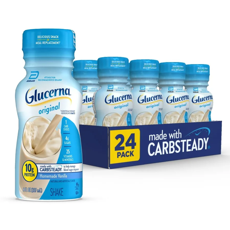 Glucerna Original Diabetes Care Shake, Homemade Vanilla, Diabetic Meal Replacement to Support Blood Sugar Management, 10g Pro