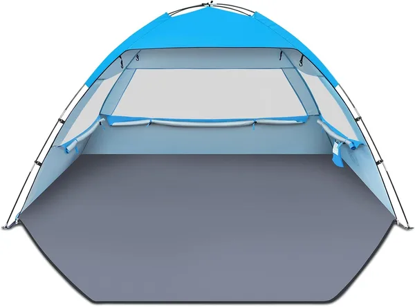 Gorich Beach Tent Sun Shelter for 3/4/6/8/10 Person with UPF 50＋ UV Protection, Lightweight & Easy Setup Beach Shade Canopy,