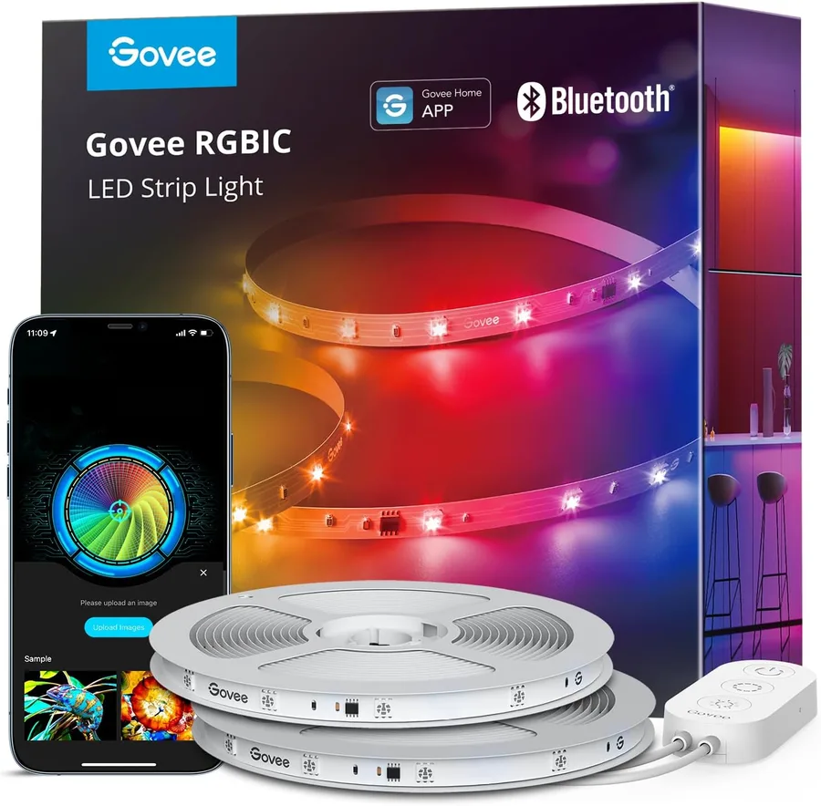 Govee 100ft RGBIC LED Strip Lights, LED Lights for Bedroom, APP Control | DIY Multiple Colors on One Line, Color Changing Lights for Home Decor, Bluetooth Strip Lights with APP Control