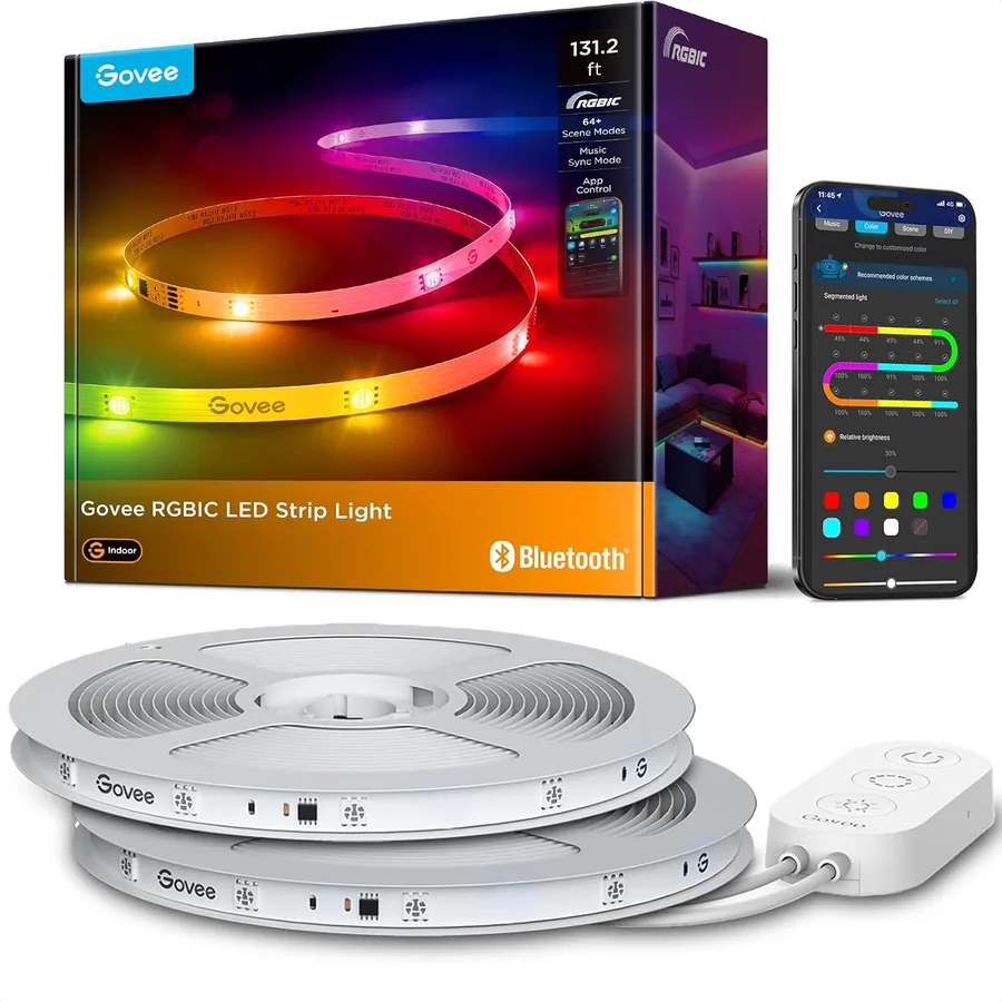 Govee 131.2ft RGBIC LED Strip Lights, LED Lights for Bedroom, APP Control | DIY Multiple Colors on One Line, Color Changing Lights for Home Decor, Bluetooth Strip Lights with APP Control