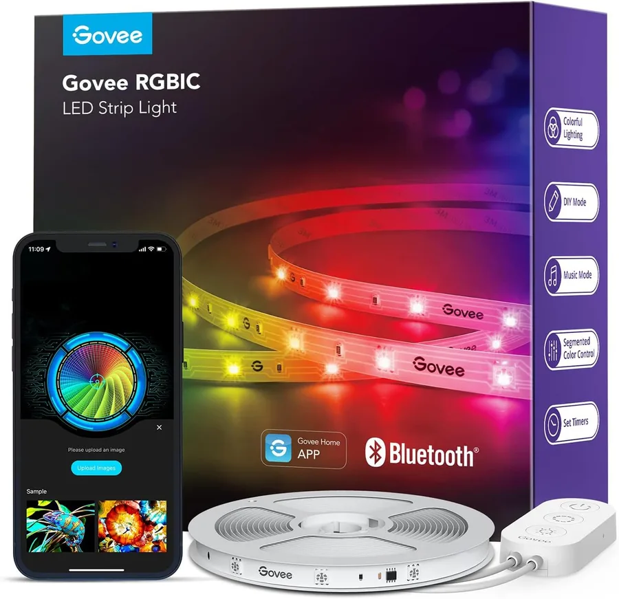Govee 32.8ft RGBIC LED Strip Lights, LED Lights for Bedroom, APP Control | DIY Multiple Colors on One Line, Color Changing Lights for Home Decor, Bluetooth Strip Lights with APP Control