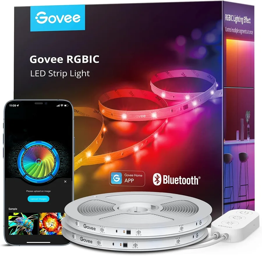 Govee 65.6ft RGBIC LED Strip Lights, LED Lights for Bedroom, APP Control | DIY Multiple Colors on One Line, Color Changing Lights for Home Decor, Bluetooth Strip Lights with APP Control
