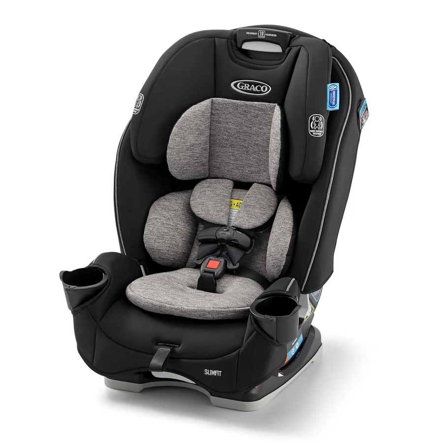 Graco Slimfit 3-in-1 Convertible Car Seat, Slim Car Seat with Space-Saving Design, Highback Booster Seat with 10-Position Hea