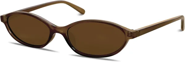 GUVIVI Retro Oval Sunglasses for Women Chic Cat Eye 90s Sunnies Lightweight Narrow Shades Trendy UV protection Sun Glasses