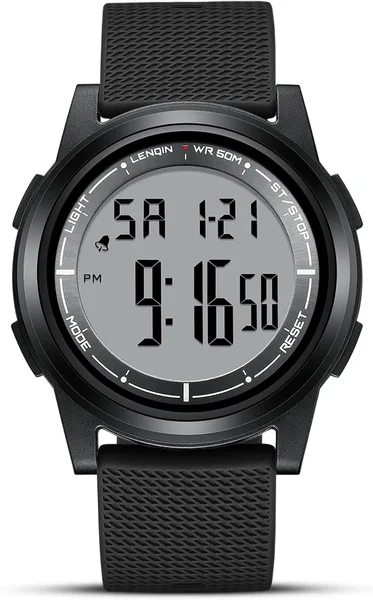 HANPOSH Mens Digital Watch Ultra Thin Minimalist Sports Waterproof Outdoor LED Screen Large Face Wrist Watches for Men with B