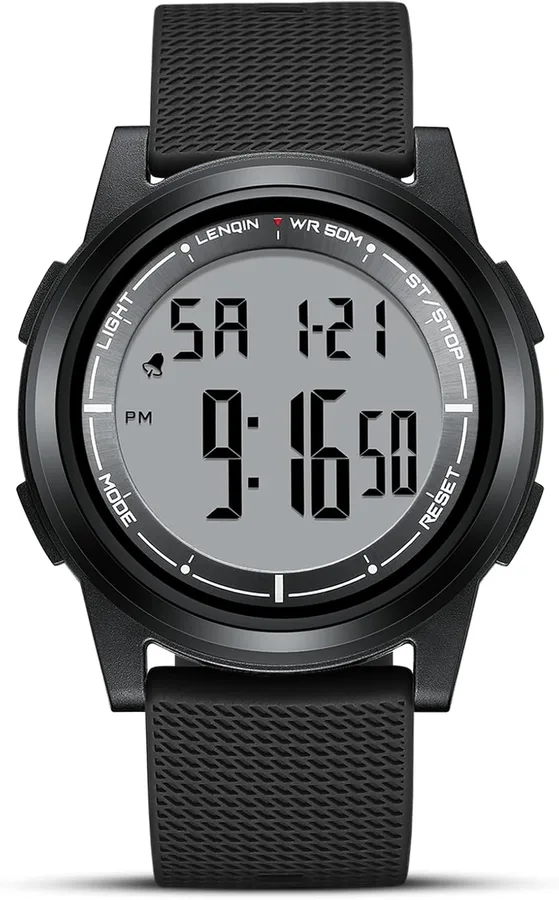 HANPOSH Mens Digital Watch Ultra Thin Minimalist Sports Waterproof Outdoor LED Screen Large Face Wrist Watches for Men with B