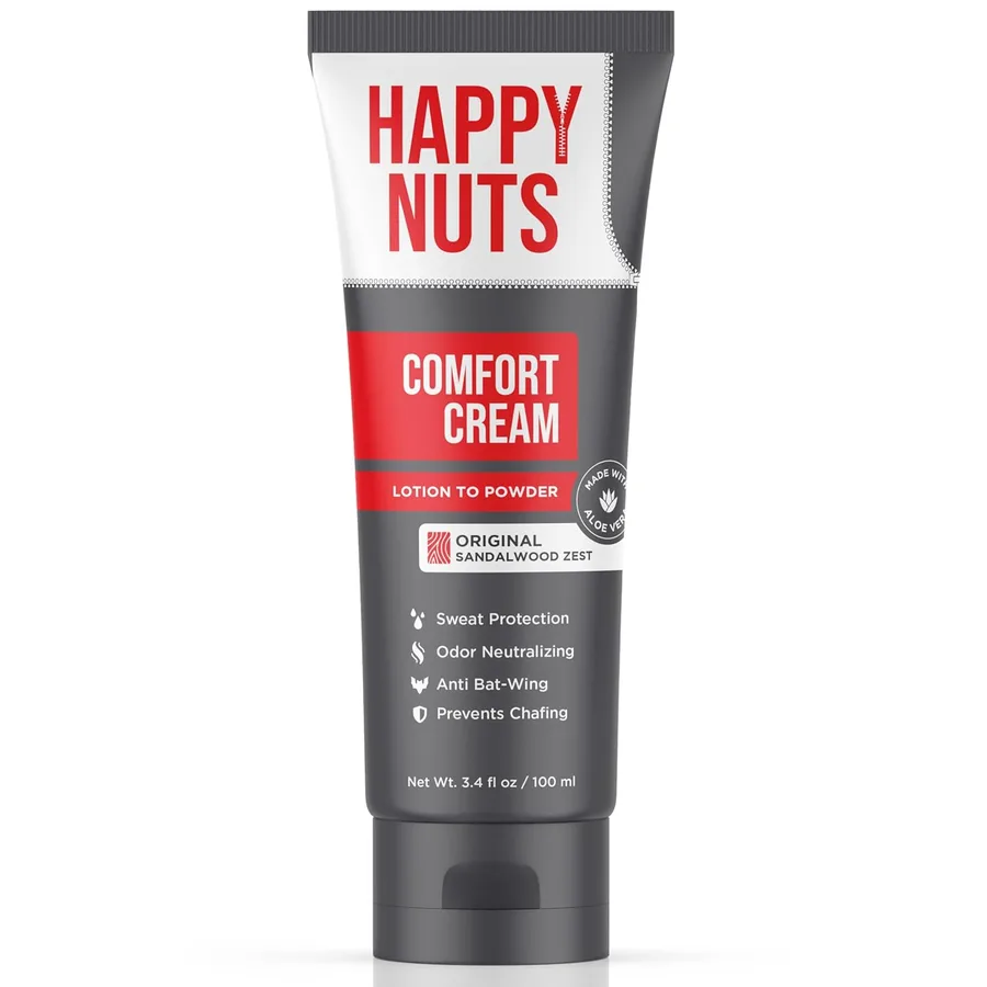 HAPPY NUTS Comfort Cream Deodorant For Men: Anti-Chafing Sweat Defense, Odor Control, Aluminum-Free, Travel Essential, Mens D