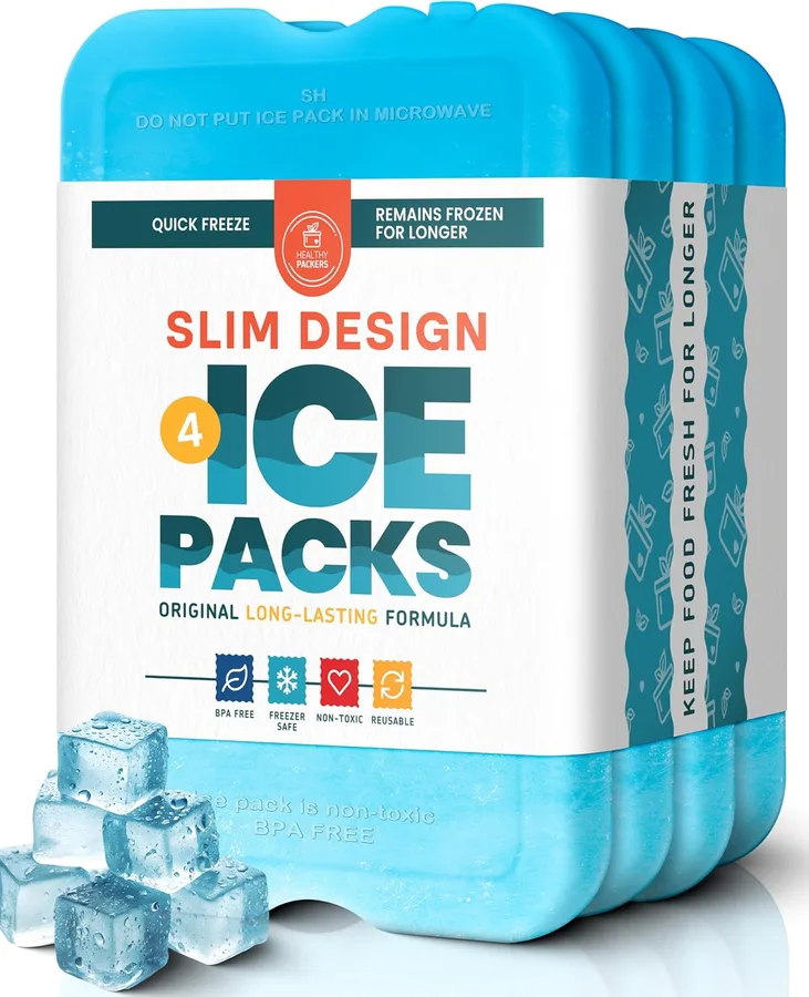 Healthy Packers Ice Packs for Lunch Boxes & Coolers - Freezer Packs - Original Cool Pack | Cooler Accessories for Beach, Camp