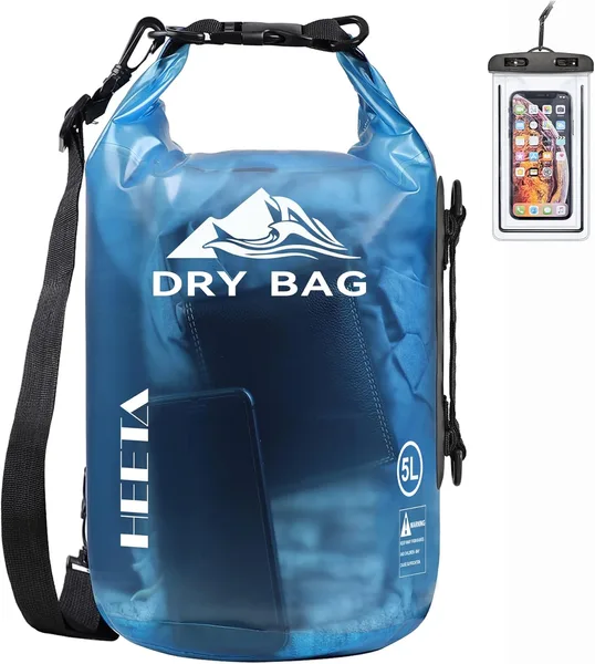 HEETA Dry Bag Waterproof for Women Men, 5L/10L/20L/30L/40L Roll Top Lightweight Dry Storage Bag Backpack with Phone Case for