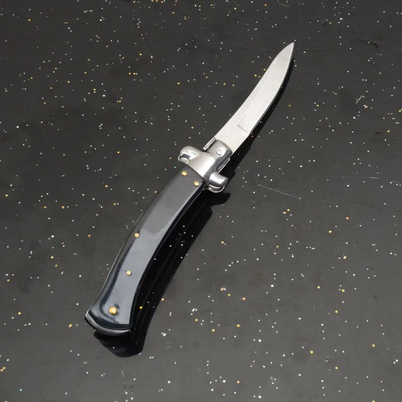 High Quality G0313 Tactical Folding Knife 8Cr13Mov Satin Blade Wood with Steel Head Handle Outdoor EDC Pocket Knives