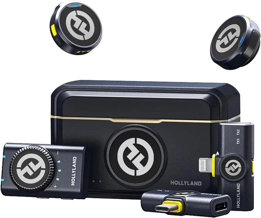 Hollyland Lark M2 Wireless Microphone for iPhone/Camera/Android/PC, 48kHz/24-bit High Fidelity Audio, 300m Range, Noise Cancelling, 40h Use, YouTube, Vlog, Streaming (2TX + 3RX + Charging Case) | Streaming (2TX+3RX+Charging Case), Hours of battery life, 48kHz/24-bit High Fidelity Audio, Hi-Fi sound 