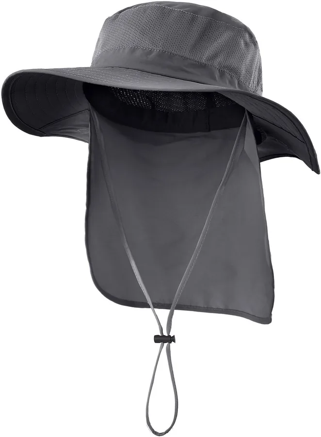 Home Prefer Outdoor UPF50+ Mesh Sun Hat Wide Brim Fishing Hat with Neck Flap Sun Hat for Men Women