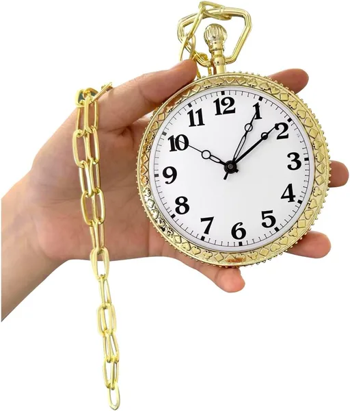 Honcloud 3.7 Inches Diameter Gold Prop Pocket Watch for Red Halloween Cosplay Party(NO Function)