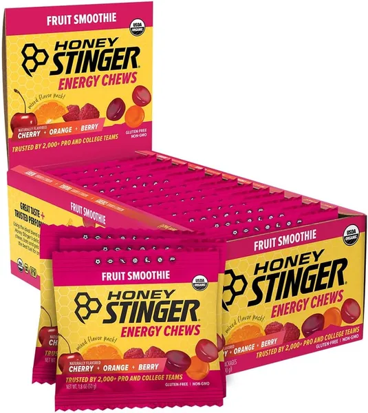 Honey Stinger Organic Fruit Smoothie Energy Chew, Gluten Free & Caffeine Free, for Exercise, Running and Performance, Sports
