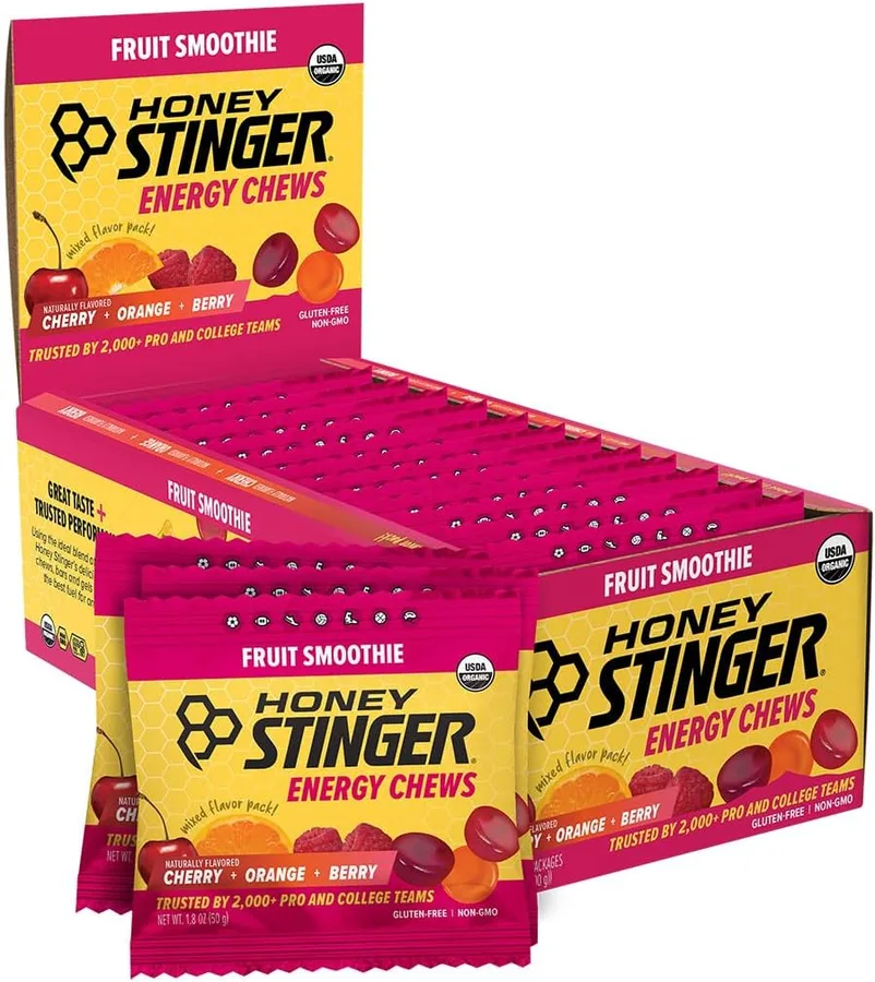 Honey Stinger Organic Fruit Smoothie Energy Chew, Gluten Free & Caffeine Free, for Exercise, Running and Performance, Sports