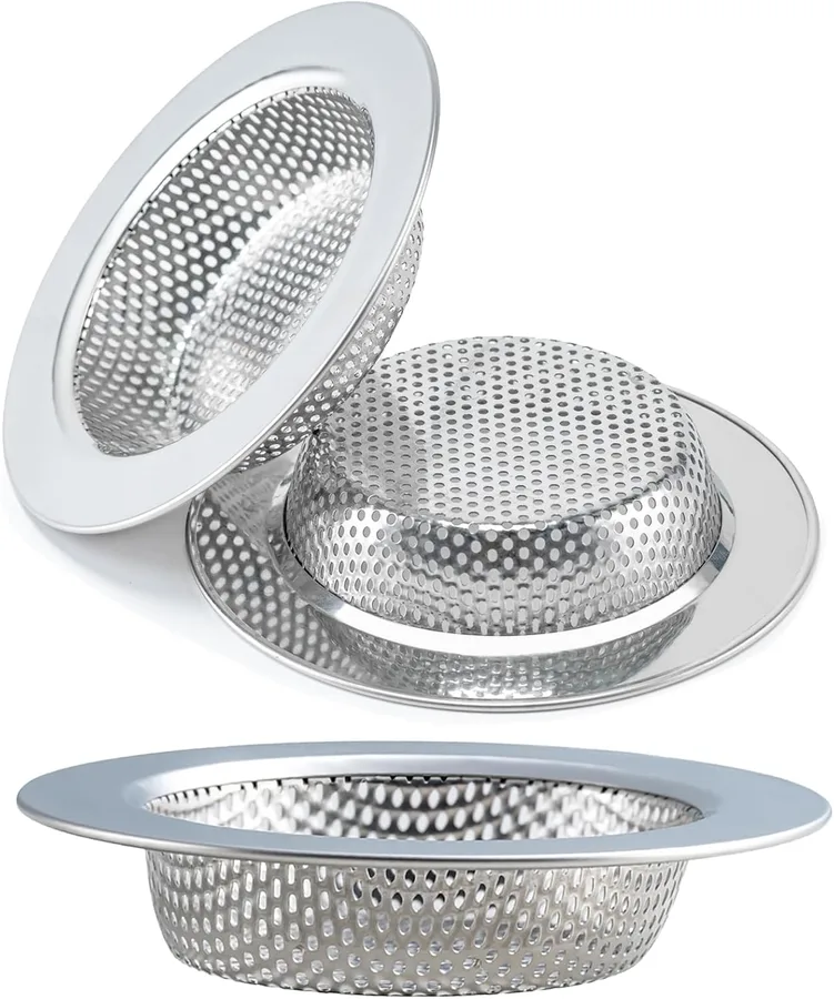 Honmein 3 Pcs Sink Strainer for Most Kitchen Sink Drain Basket, Upgraded Double-Layer Safe Design Kitchen Sink Strainer (Outer Diameter 4.5 Inch) | Upgraded Double-Layer Safe Kitchen Sink Strainer, No Finger Cuts, 4.5 Inch Outer Diameter, Fits Most Sinks