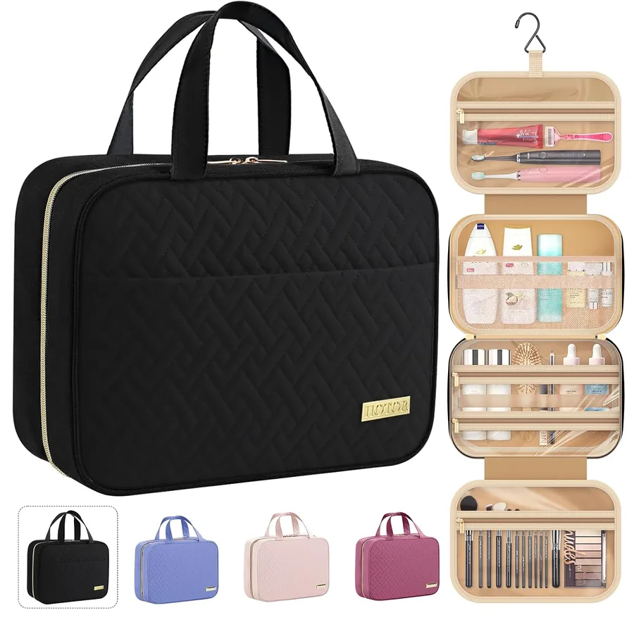HOTOR Travel Toiletry Bag - Hanging Toiletry Bag for Women & Men, Makeup Bag/Big Comparment, Waterproof for Travel Accessorie