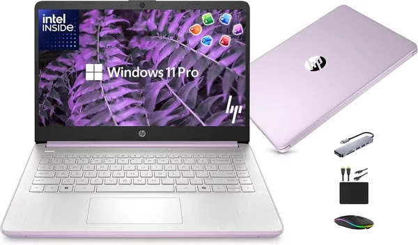 HP 14” Laptop Ultra-Portable Computer 2026 Student Business, MS Office, Copilot AI, Intel 4-Core CPU, 4GB RAM, 628GB Storage