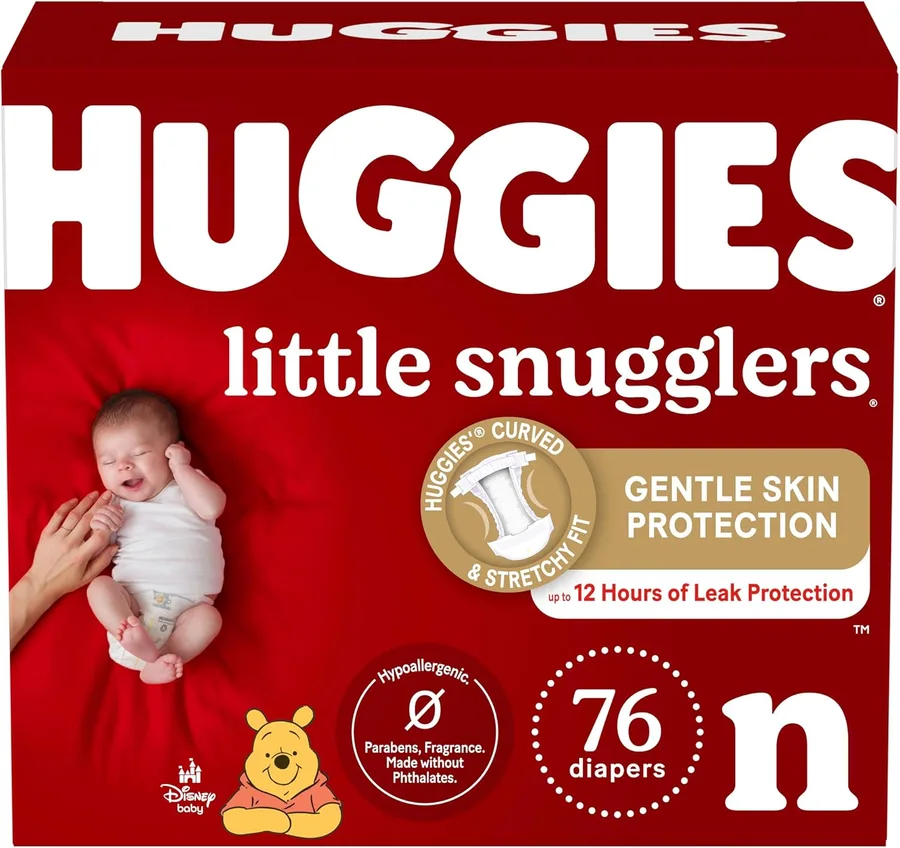 Huggies Newborn Diapers Little Snugglers Newborn Diapers, Size Newborn (up to 10 lbs), 76 Count
