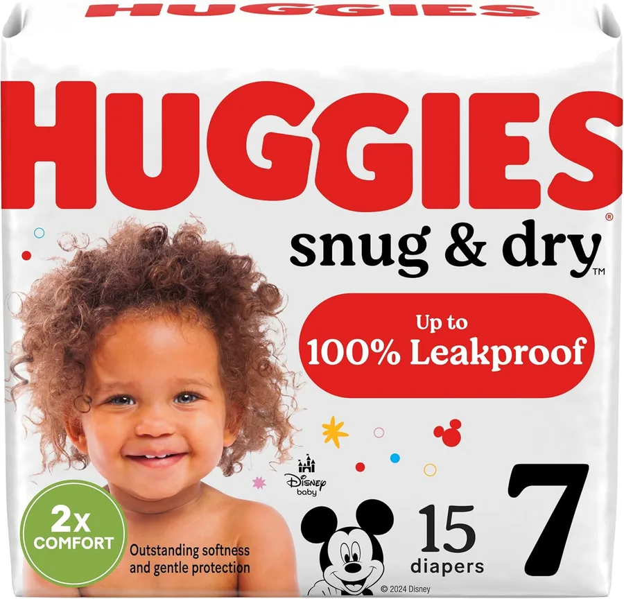 Huggies Size 7 Diapers, Snug & Dry Baby Diapers, Size 7 (41+ lbs), 15 Count, Packaging May Vary