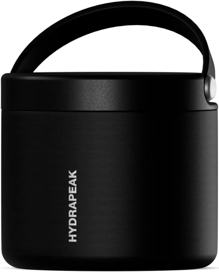 Hydrapeak 18oz Stainless Steel Vacuum Insulated Food Jar for Hot Food and Cold Food, Wide Mouth Leak-Proof Soup Jar for Adults, 10 Hours Hot and 16 Hours Cold (Black)