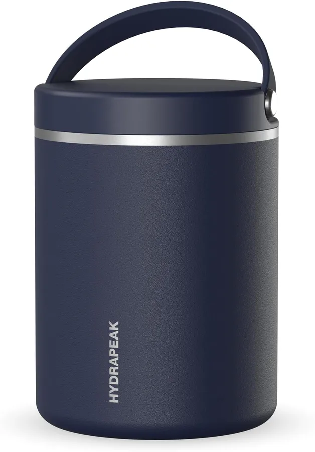Hydrapeak 32oz Stainless Steel Vacuum Insulated Food Jar for Hot Food and Cold Food, Wide Mouth Leak-Proof Soup Jar for Adults, 10 Hours Hot and 16 Hrs Cold (Navy)