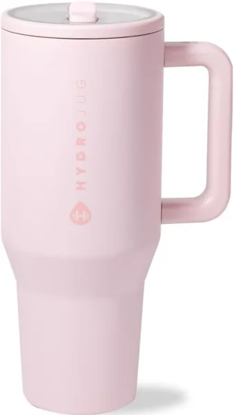 HydroJug Traveler 32oz, Insulated Tumbler with Handle & Straw, Pink Sand