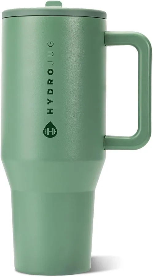 HydroJug Traveler 32oz, Insulated Tumbler with Handle & Straw, Sage