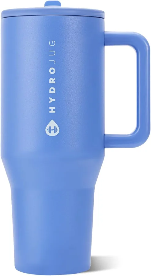 HydroJug Traveler 40oz, Insulated Tumbler with Handle & Straw, Light Blue