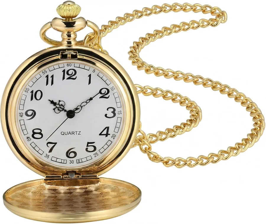 I-MART Smooth Vintage Pocket Watch with Chain (Gold)