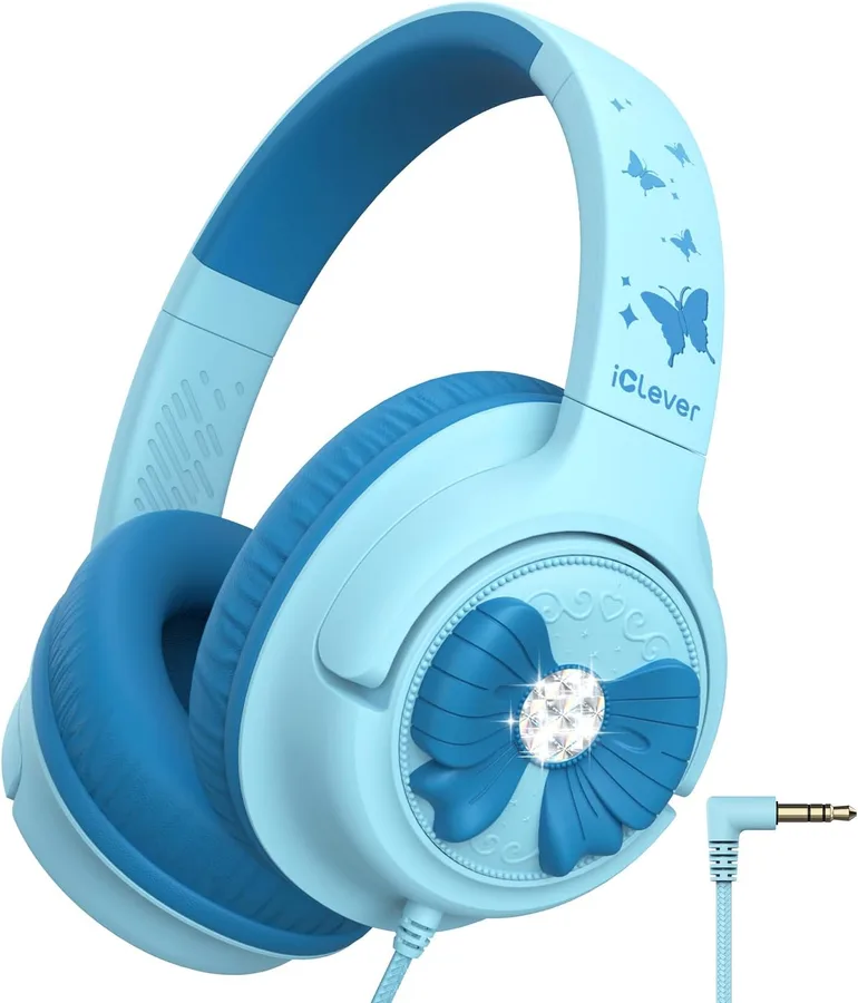 iClever C371 Kids Headphones with Cord, 85dBA Safe Sound, Over-Ear Foldable Headphones for Kids 3.5mm Jack, Boys Girls Toddle