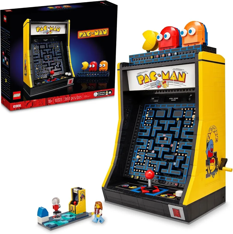 Icons PAC-Man Arcade Building Sets for Adults - Collectible Office, Shelf, or Bedroom Decor - Gifts for Men & Women - W/Moving Handle to Recreate Game - 10323