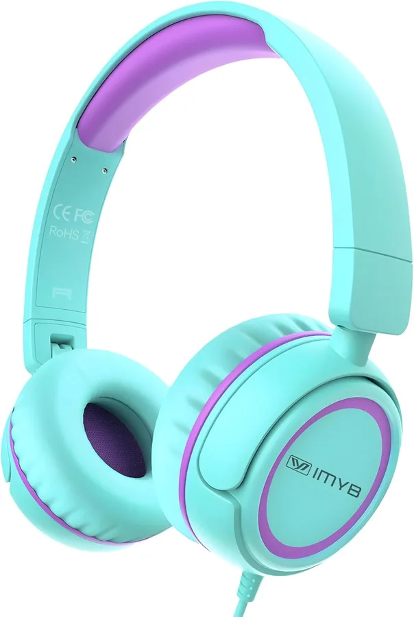 IMYB V1 Kids Headphones, 85dB Safe Volume for School, Toddler 2-12, Adjustable Foldable Durable Wired Cord, iPad Kindle Table