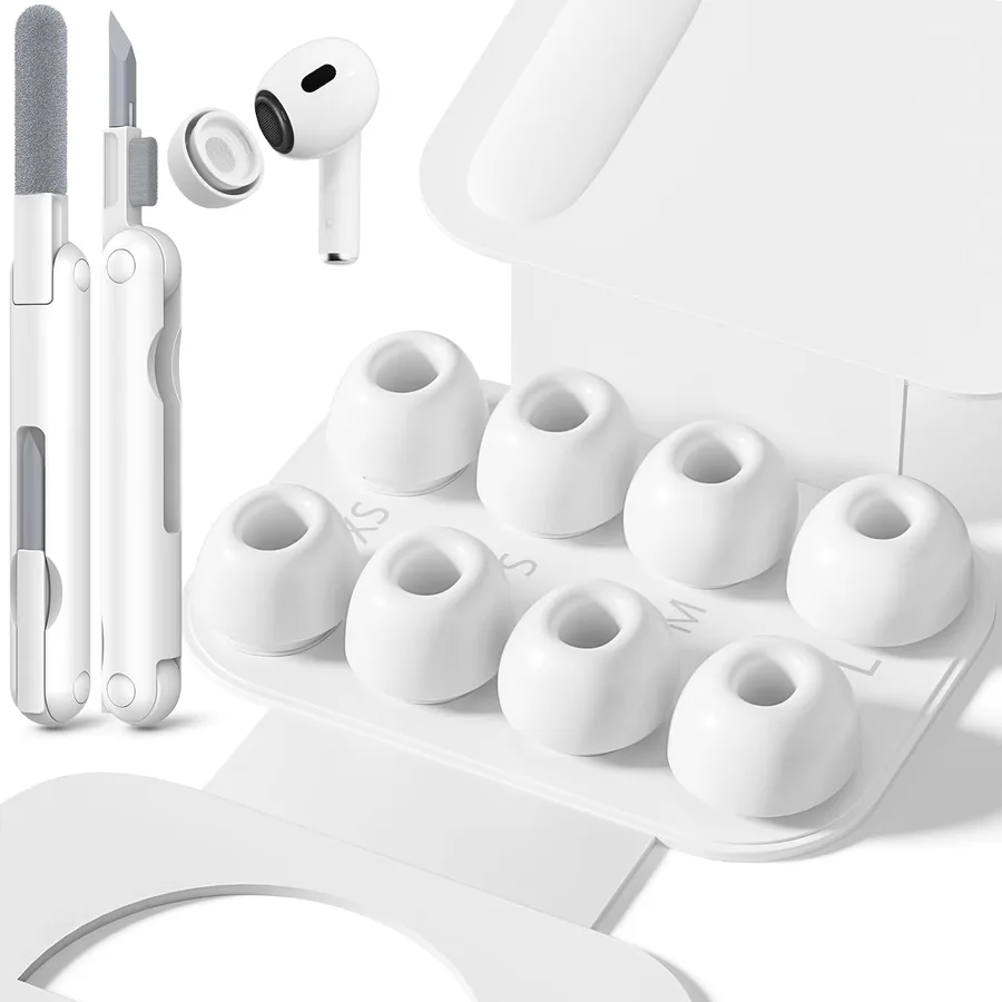 Inesore 4 Pairs Replacement Ear Tips for AirPods Pro 2nd/1st (White) | with Noise Reduction Hole & Built-in dust Guard Screen