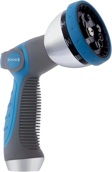 INNAV8 Garden Hose Nozzle Heavy Duty - Features 10 Spray Patterns, THUMB CONTROL On Off Valve Hose Sprayer Nozzle for Easy Wa