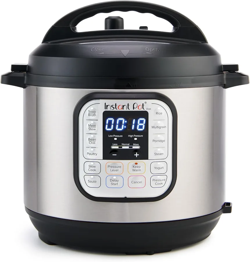 Instant Pot Duo 7-in-1 Electric Pressure Cooker, Slow Cooker, Rice Cooker, Steamer, Saute, Yogurt Maker, and Warmer, Stainless Steel, 6 Quart