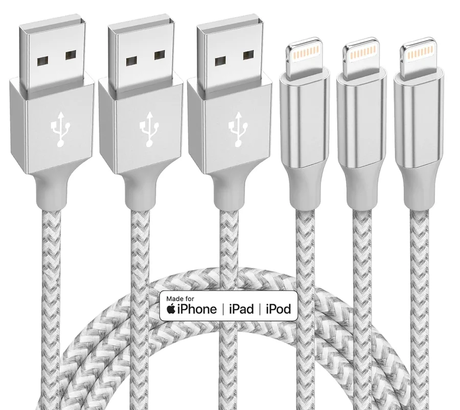iPhone Charger 3 Pack 10 ft Apple MFi Certified Lightning Nylon Braided Cable Fast Charging Cord Compatible with iPhone 13 12