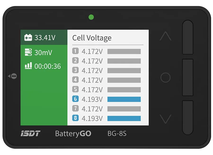 ISDT BG-8S BattGo Battery Meter, LCD Display Digital Battery Capacity Checker Balancer Tester for NiMH,LiPo,Life,Li-ion,Nicd
