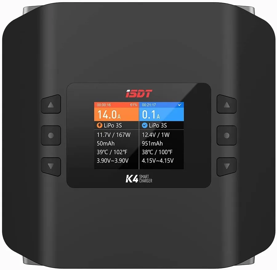 ISDT K4 Lipo Battery Balance Charger Discharger 1-8S AC 400W DC 600Wx2 Smart Charger for Life, Lilon, LiPo, LiHv/Pb/NiMH Battery Balance Charger