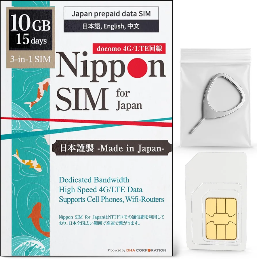 Japan SIM Card 15 Days Data Only | 10GB High-Speed 4G LTE + Unlimited Data at Reduced Speed | No Roaming Needed for Faster, S