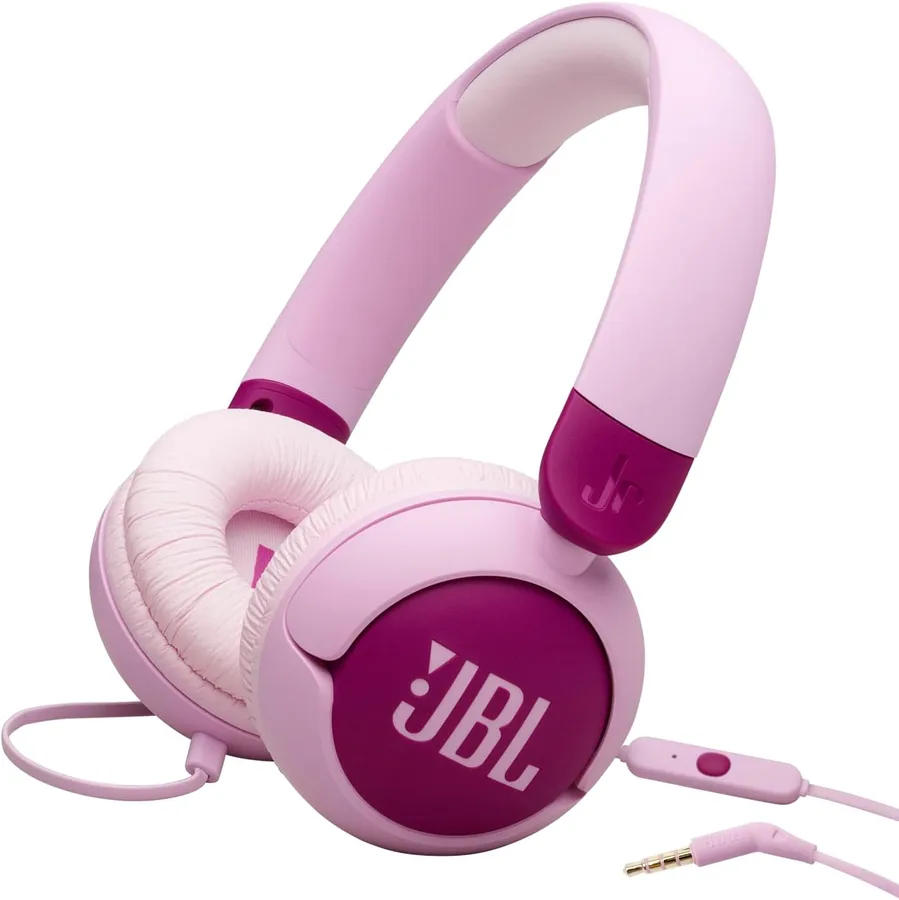 JBL Junior 320 - Wired on-Ear Kids Headphones Safe Sound (<85dB), Built-in mic, Fit for Kids and Customizable with Included S