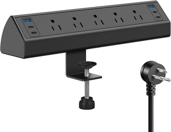 Jgstkcity Desk Clamp Power Strip USB C,40W Total Fast Charging Station,4 PD 20W USB C Ports,Desk Edge Mount Surge Protector,5
