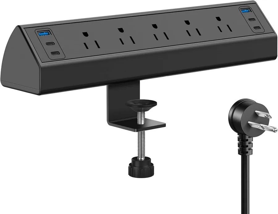 Jgstkcity Desk Clamp Power Strip USB C,40W Total Fast Charging Station,4 PD 20W USB C Ports,Desk Edge Mount Surge Protector,5