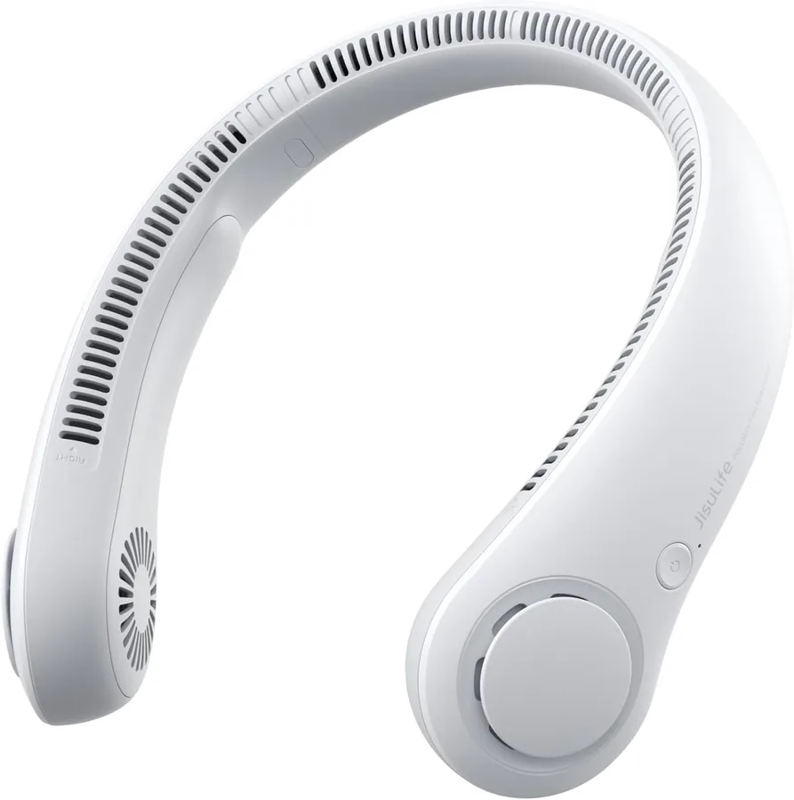 JISULIFE Portable Neck Fan, Hands-Free Bladeless, 5 Speeds, 4000 mAh Battery Operated Wearable Personal Fan, Twistable, Recha
