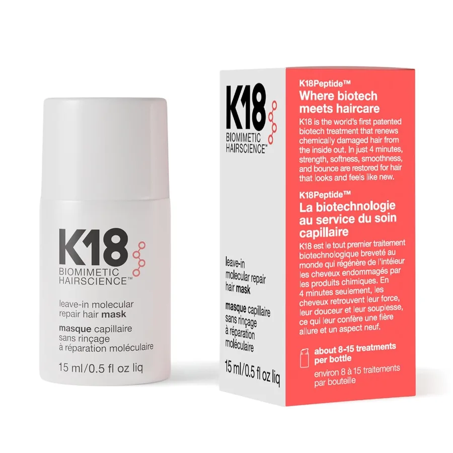 K18 Leave-In Molecular Repair Hair Mask, Patented, Lasting Repair For Dry, Frizzy, Damaged Hair, Reverse Damage In 4 Minutes
