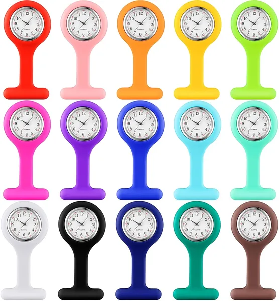 Kenning 15 Pack Clip on Nurse Watches for Women Men, Silicone Lapel Pin Pocket Fob Stethoscope Watch with Second Hand for Emp