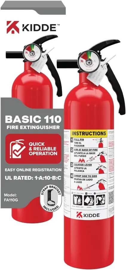 Kidde Basic 110 Fire Extinguisher for Home, 1-A:10-B:C, FA110G, 1 Pack | Residential Multi-Purpose Extinguisher for Small Common Household Fires, 2.5 lb. Dry Chemical