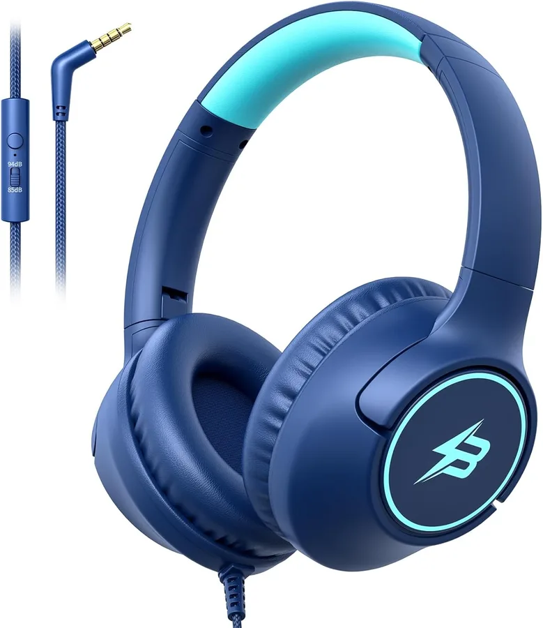 Kids Headphones Wired for School, 85/94dB Volume Limit, Wired Over Ear Headphones for Kids Boys Girls with Microphone, Stereo