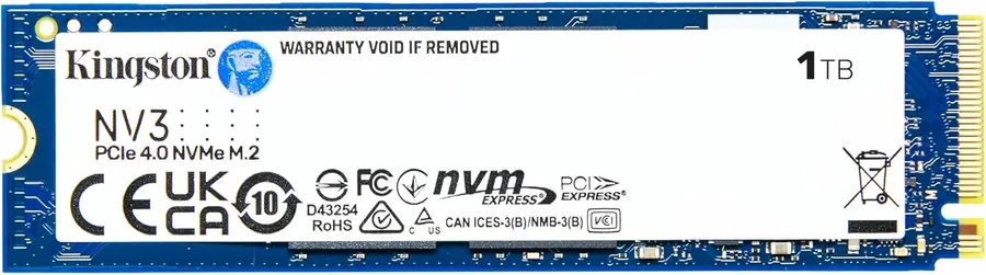 Kingston NV3 1TB M.2 2280 NVMe SSD | PCIe 4.0 Gen 4x4 | Up to 6000 MB/s | SNV3S/1000G | Gen 4x4 NVMe SSD with 6,000MB/s read speeds and 4TB capacity for laptops, consoles and PCs
