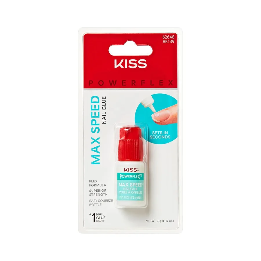 Kiss PowerFlex Maximum Speed Nail Glue - Fast Drying Adhesive for Glue-On Nails & Repairs with Nozzle Tip Applicator, Ideal f